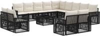 vidaXL Tuinbankenset 14 st Zwart en Cream Wit poly rattan