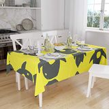 Bonamaison Tafelkleed, Anti-Mold, Sneldrogend, Waterdicht, 100% Polyester Tafellaken, Neon Geel, Rook, 140 x 160 Cm - Ontworpen en Vervaardigd in Turkije