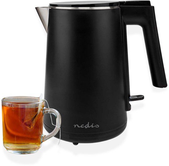Waterkoker Nedis Dubbelwandige Waterkoker - 1.5 l - Zwart