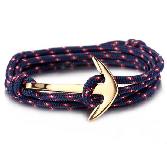 LGT JWLS Lookinggoodtoday Goudkleurige Anker armband met polyester koord