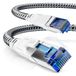 CSL CAT.8 netwerkkabel 40 Gbits - 3m - katoenen mantel - LAN-kabel patchkabel datakabel RJ45 - CAT 8 Gigabit Ethernet-kabel - 40000 Mbit glasvezelsnelheid - S/FTP PIMF afscherming - wit