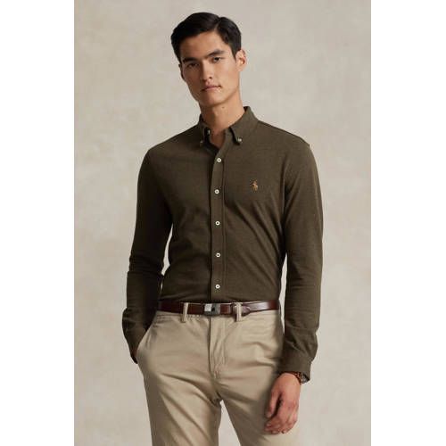 POLO Ralph Lauren Slim Fit Wilson Olive Heather Logo Shirt