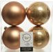 Decoris Kerstballen - 4x st - camel bruin - D10 cm - kunststof