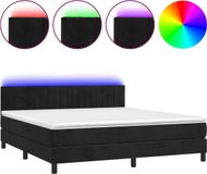 vidaXL Boxspring met matras en LED fluweel zwart 180x200 cm