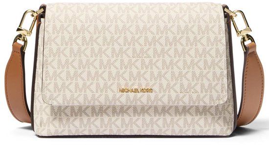 Michael Kors Messenger Tas Small Leer Vanilla Goudkleurig