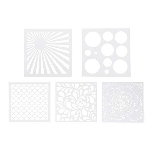 WANDIC Patronen Stencil Template Set, 5 Pack Hollow Out Art Pack Schildersjablonen in diverse patronen voor DIY Schilderkunst Projecten
