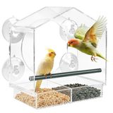 elzle Vogels voederdispenser voor ramen, transparant, van acryl, met afvoergaten en vier krachtige zuignappen