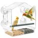 elzle Vogels voederdispenser voor ramen, transparant, van acryl, met afvoergaten en vier krachtige zuignappen
