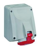 Legrand 555258 vast stopcontact 32A-400 V, rood 4-polig (3P + PE), beschermingsklasse IP44, IK09, 380V~ tot 415V~, rood en grijs