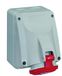 Legrand 555258 vast stopcontact 32A-400 V, rood 4-polig (3P + PE), beschermingsklasse IP44, IK09, 380V~ tot 415V~, rood en grijs