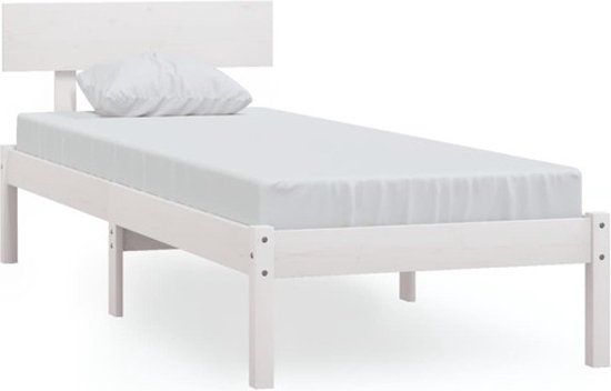 vidaXL Bedframe Massief Grenenhout Wit 90x190 cm