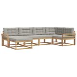 vidaXL - Buiten - bank - set - 5 - st - Wit - en - Lichtgrijs - Polyester