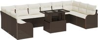 vidaXL Tuinbank Set 11-delig Bruin Poly Rattan
