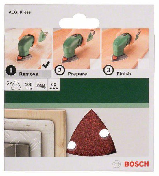 Bosch 5-delige schuurbladset voor deltaschuurmachines 105 mm - korrel 60