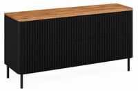 3E 3xE living.com 3xE living Badkamerkast, 120 cm, zwart, met deuren van licht eikenfineer, zwarte poten