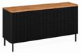 3E 3xE living.com 3xE living Badkamerkast, 120 cm, zwart, met deuren van licht eikenfineer, zwarte poten