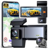 Dashcam-videorecorder met 3 camera's, 4K rijrecorder