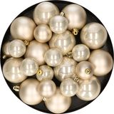 Decoris Kaemingk B.V. Kerstballen - 30 stuks - Champagne - 4, 5, 6 cm - Kunststof - Mat-Glans-Glitter