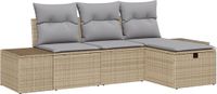 vidaXL - Bankstel - 4 - st - poly - rattan - Beige/ Lichtgrijs