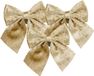 House of Seasons ornements de nœud de Noël - 3x - champagne - 20 x 24 cm - velours polyester