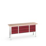 Bott Verso Verstelbare Werkbank | 2000x600x830-930mm | Multiplex | 9 Laden | RAL 3004