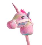 TRENDHAUS Rainbow Power 968869 Eenhoornpaard, ca. 11,5 x 24 x 77 cm, Hobby Horse met geluid, paard in de kleuren van de regenboog