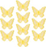 Merkloos Gehaakte Vlinder Applicaties - Gele 3D Nylon Patch - 10 stuks