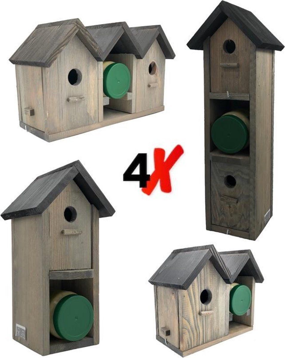 Garden Spirit Vogelvoederhuisje - Pindakaashuisje - Vogelhuisjes - Pindakaaspothouder + Pindakaas - Zwart/Grijs