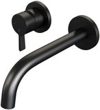 Brauer Black Edition Inbouw Wastafelmengkraan met Gebogen Uitloop en Rozetten Model E2 Mat Zwart