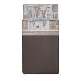 PENSIERI DELICATI Beddengoedset voor eenpersoonsbed, 100% katoen, 90 x 200 cm, inclusief hoeslaken, bedlaken en 1 kussensloop, vervaardigd in Italië, patroon Shabby in Love Beige