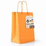 Papieren OFITURIA Papieren zakken met handvat, 10 stuks, robuuste en recyclebare cadeauzakjes voor geschenken en handel, oranje (42 x 16 x 49 cm)