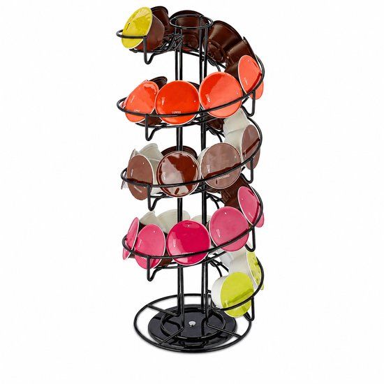 Merkloos Relaxdays capsulehouder - geschikt voor Dolce Gusto - voor 32 cups - metaal - zwart