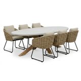 BUITEN living Livorno/Flora Sahara Dust dining tuinset | 6 personen | polystone + touw | 240cm