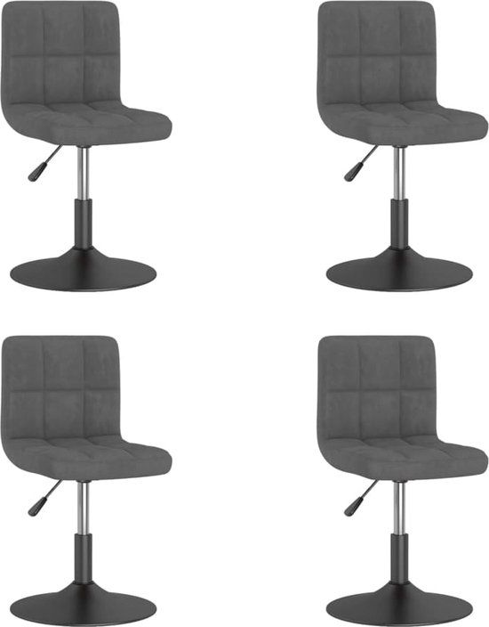 vidaXL Eetkamerstoelen draaibaar 4 stuks fluweel donkergrijs