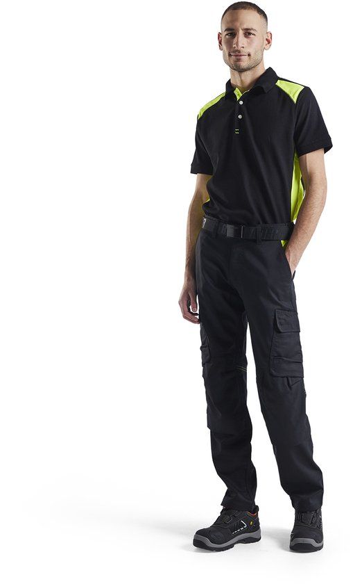 Blåkläder Industrie werkbroek stretch met kniezakken 1448-1832 - Zwart/High Vis Geel - C64