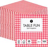 Talking Tables Rood Geruit Papieren Servetten - 100 Stuks