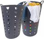 Excellent Houseware Panier à linge flexible - 2x - anthracite - 60 litres - plastique - 47 x 50 cm