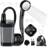 VHV Campingdouche - Draagbare douchepomp - Oplaadbare buitendouche met LED display voor outdoor reizen en huisdierverzorging - Grijs