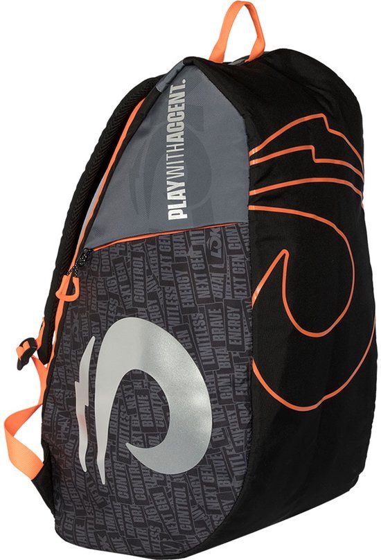 Lok Racketbag One Padel Rugzak 35L Polyester Waterafstotend Zwart/Oranje