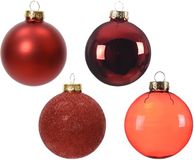 Decoris Kerstballen - 42x - Rood - Glas - 5-6-7 cm - Mat/Glans/Glitter