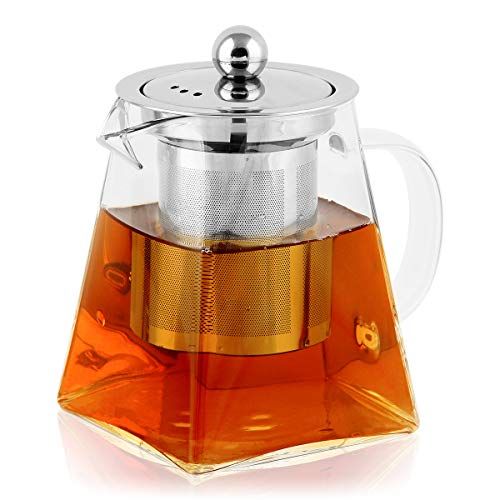 BONNACC Theepotten 500 ml helder glas met roestvrijstalen inzetstuk, hittebestendig, borosilicaatglas