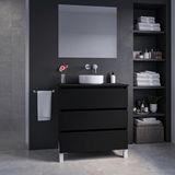 Saniclass Chaci PLUS Badkamermeubelset - 80x86x46cm - waskom - topblad - 3 lades - mat zwart