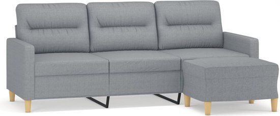 vidaXL Driezitsbank met voetenbank 180 cm stof lichtgrijs