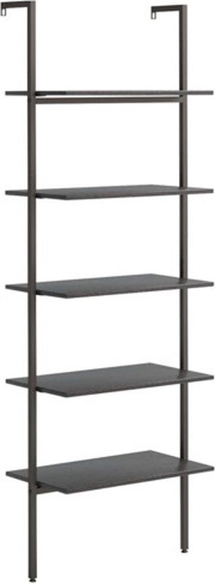 vidaXL Ladderrek met 5 schappen 64x35x185 cm zwart