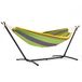 Mondeer Hangmat met standaard, dubbele stof campinghangmat met metalen frame, draagtas tot 200 kg, voor kamperen, reizen, terras, buitentuin, groen