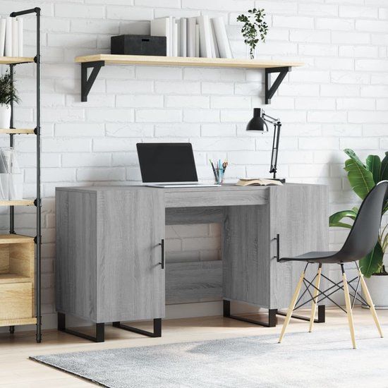 vidaXL Bureau 140x50x75 cm Bewerkt Hout Grijs Sonoma Eikenkleurig