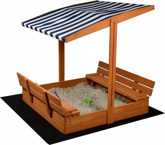 Viking Choice Zandbak met dak - 120x120x120 cm - inclusief deksel, bodem, zonwering en grondzeil