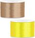 Ruban décoratif/ruban cadeau/ruban satin - Lot de 2 pièces - doré et jaune - 38 mm x 25 mètres
