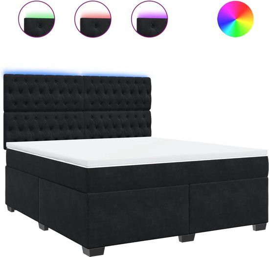 vidaXL Boxspring met matras fluweel zwart 180x200 cm