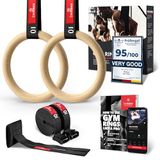 Turnringen Houten turnringen + deuranker & trainings-e-book – Olympische gymnastiek houten turnringen & riemen + markeringen | turnerringen gymnastiekringen fitness ringen workout sport | kinderen mannen vrouwen